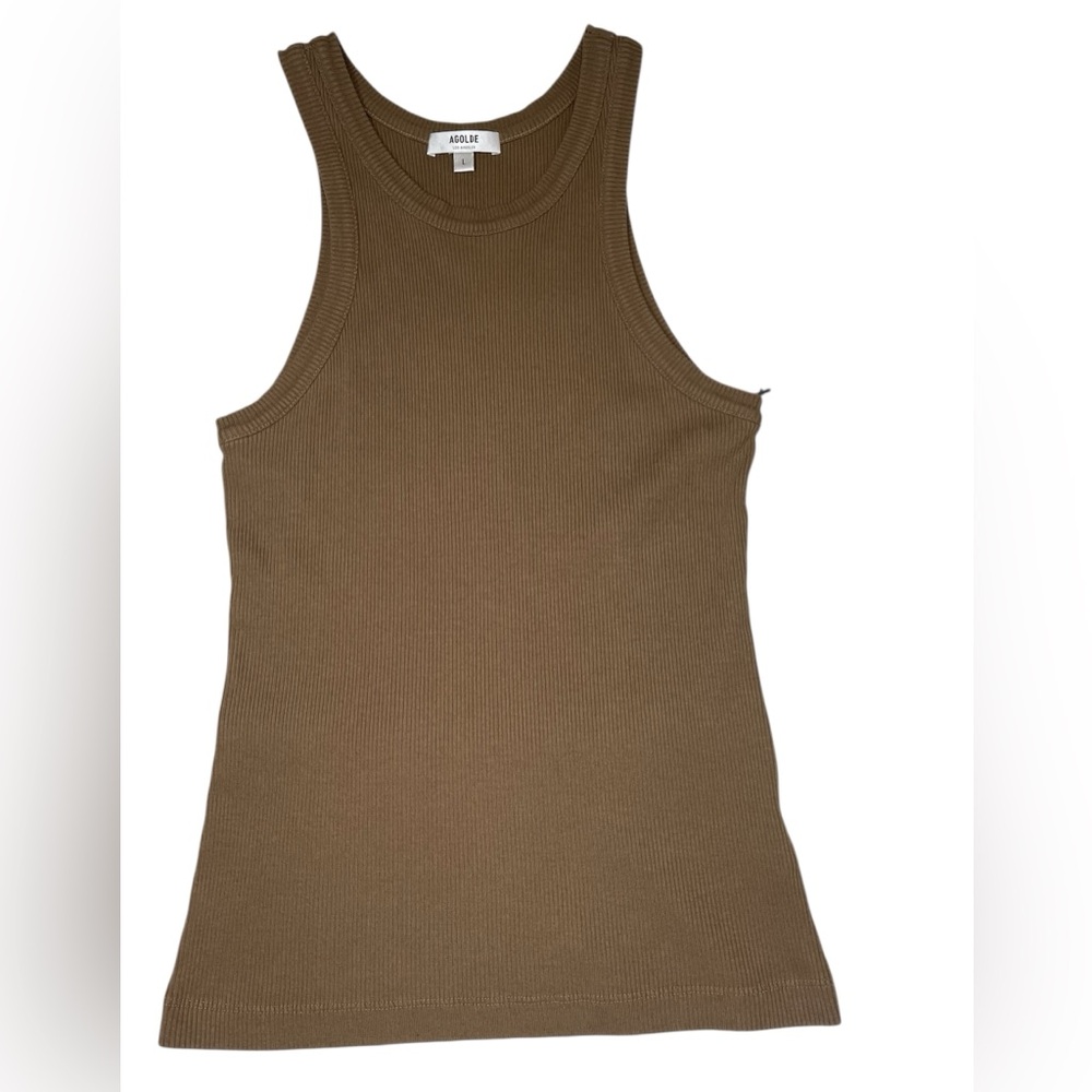 Agolde taupe Ribbed Knit Bailey Tank Top